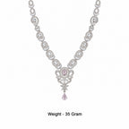 Women's Elegant Silver-Toned Pink  Necklace