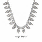 Silver-Toned American Diamond Leaf Drop Necklace