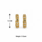 Gold-Toned Crystal Studded Geometric Huggie Hoop Earrings