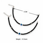 Women's Black Beaded Evil Eye Anklet