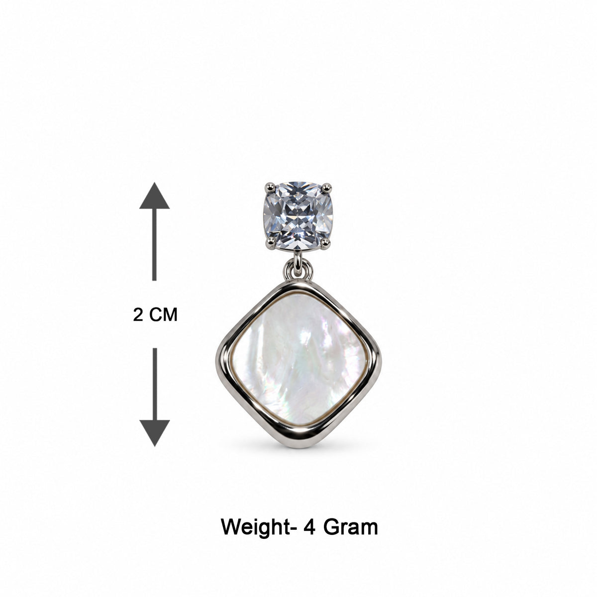 Elegant Silver-Toned Crystal Stud & Mother-of-Pearl Drop Earrings