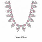 Women's Elegant Silver-Toned PinkNecklace