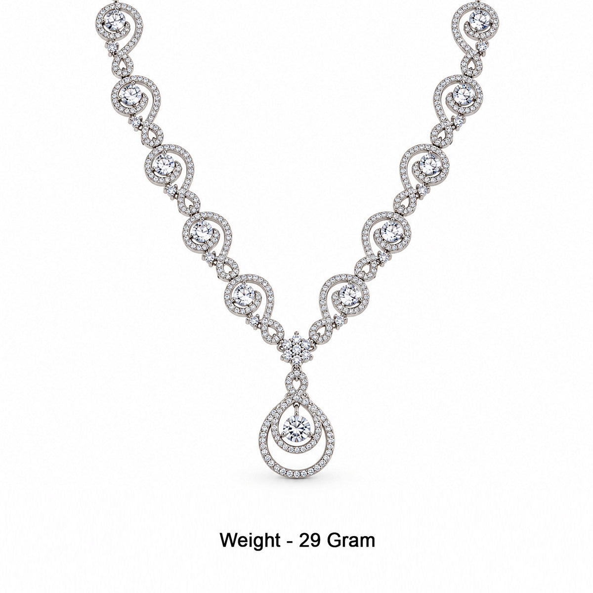 Silver-Toned White Stone-Studded Necklace