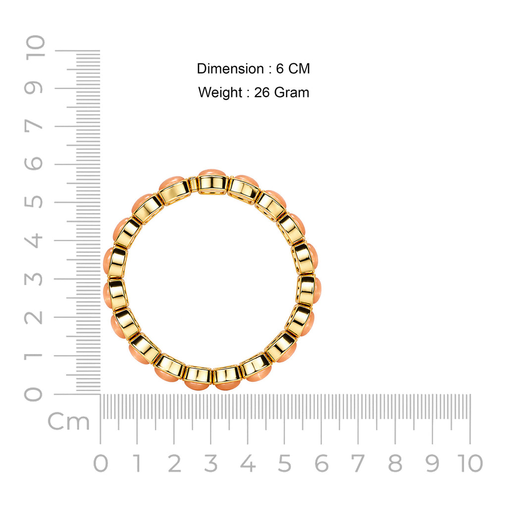 Women's Gold-Toned Peach Pink Stone-Studded Stretchable Bracelet