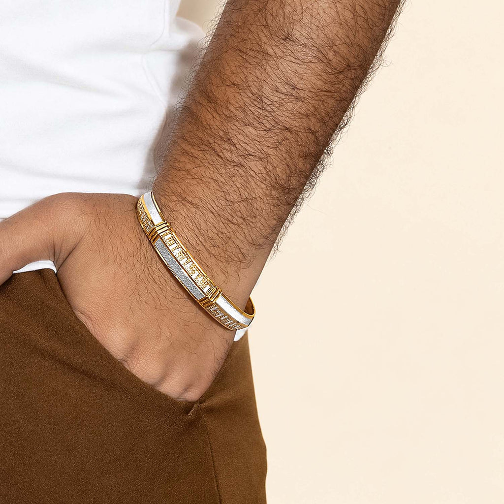 Gold & Silver Designer Textured Kada