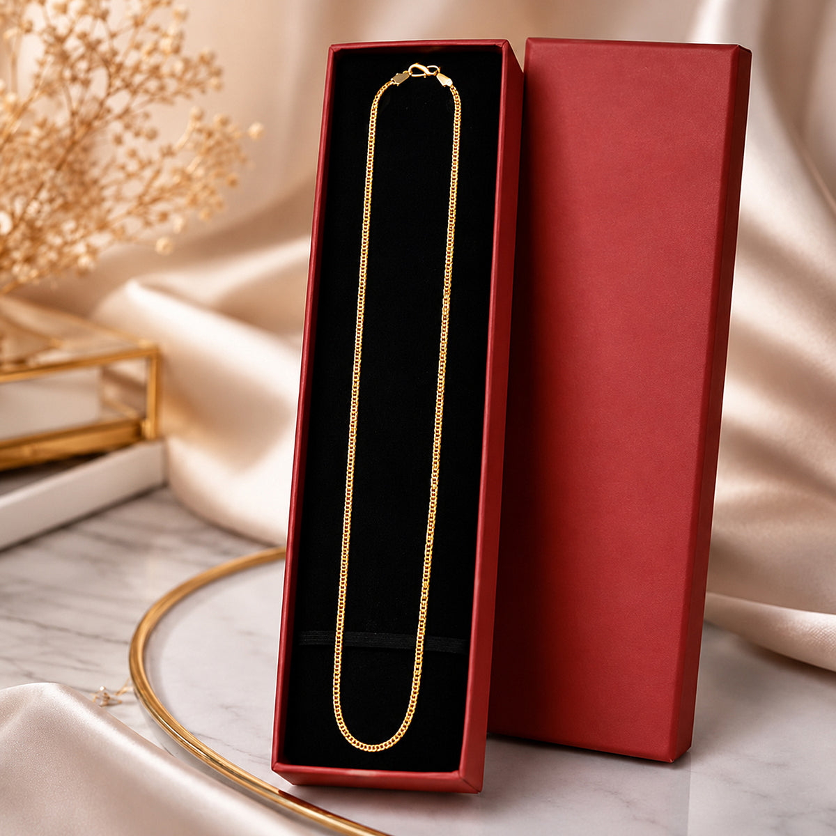 Gold-Toned Classic Rectangular Link Chain Necklace