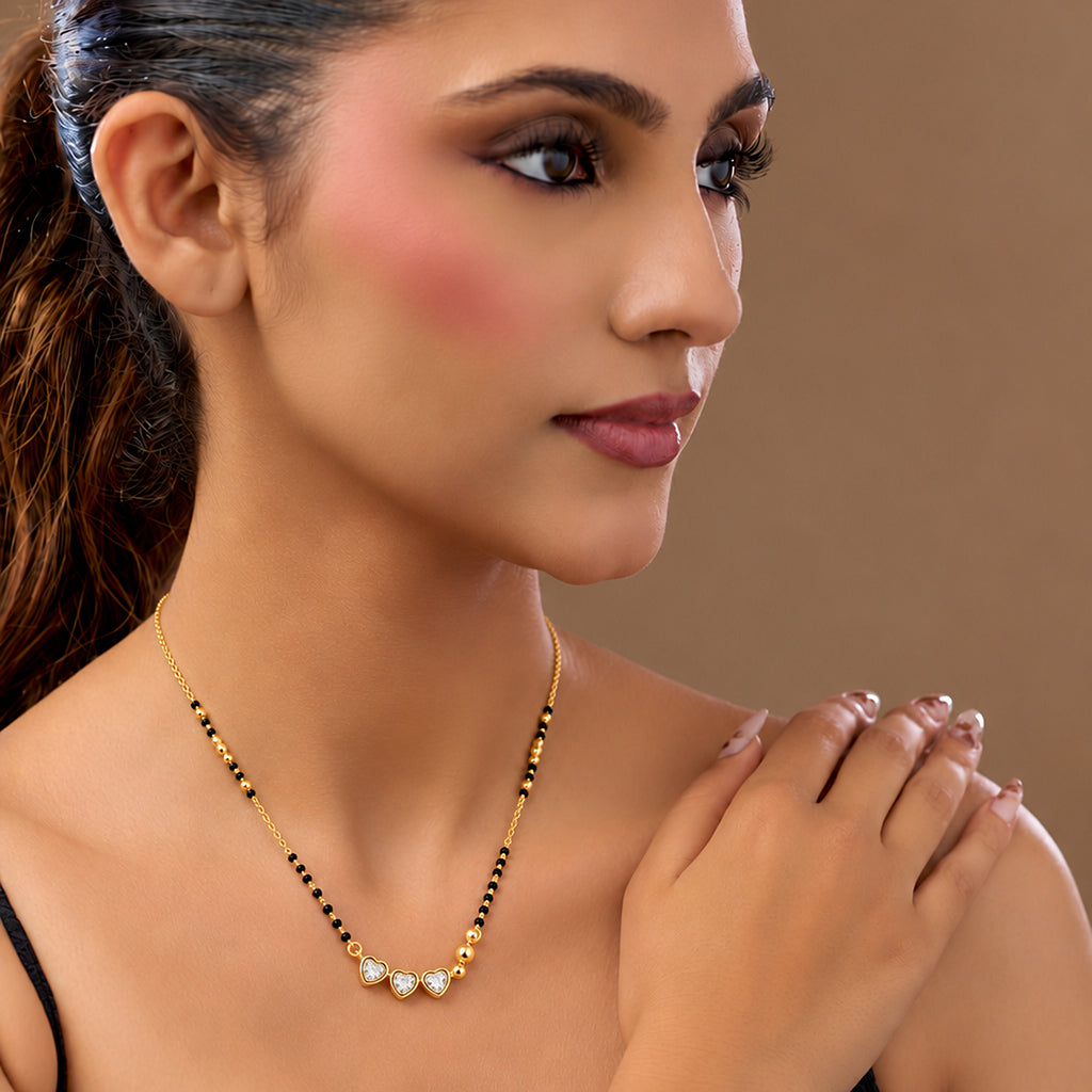 Triple Heart-Shaped AD Stone Mangalsutra