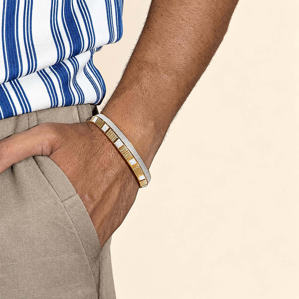 Gold & Silver Textured Kada