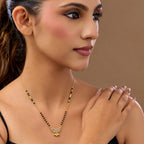 Gold-Toned Black Beaded Mangalsutra Butterfly AD