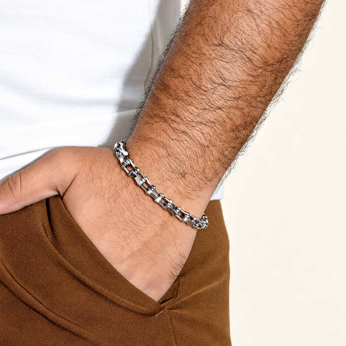 Silver Wave Link Bracelet