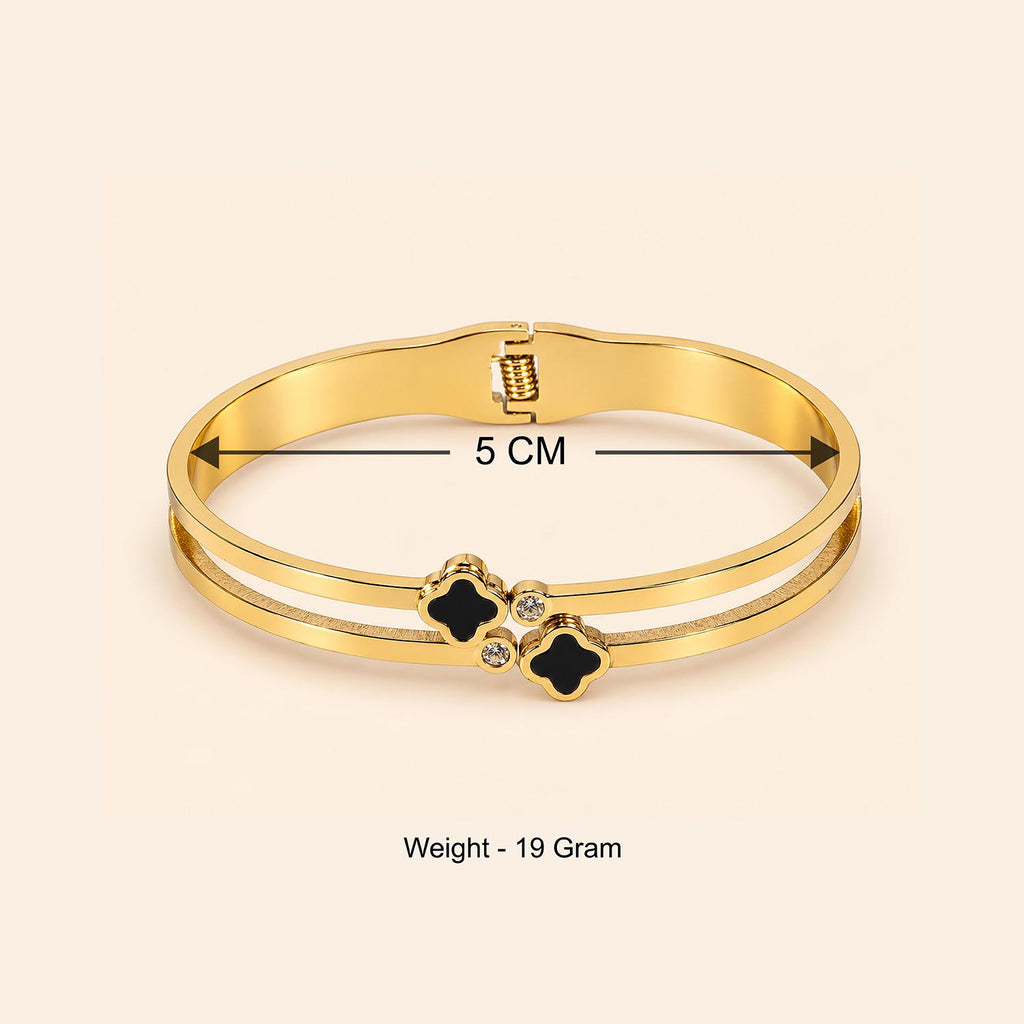 Gold Clover Open Cuff Bracelet for Women