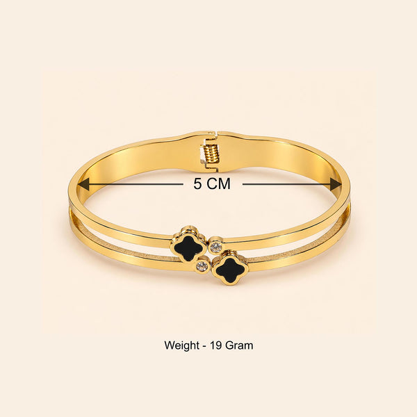 Gold Clover Open Cuff Bracelet for Women
