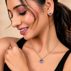 Women's Elegant Silver-Toned Purple Jewellery