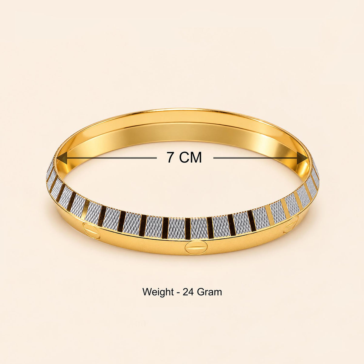 Gold & Silver Textured Bangle Bracelet