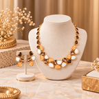 Elegant Gold-Toned Multicolour Stone-Studded Necklace & Earrings