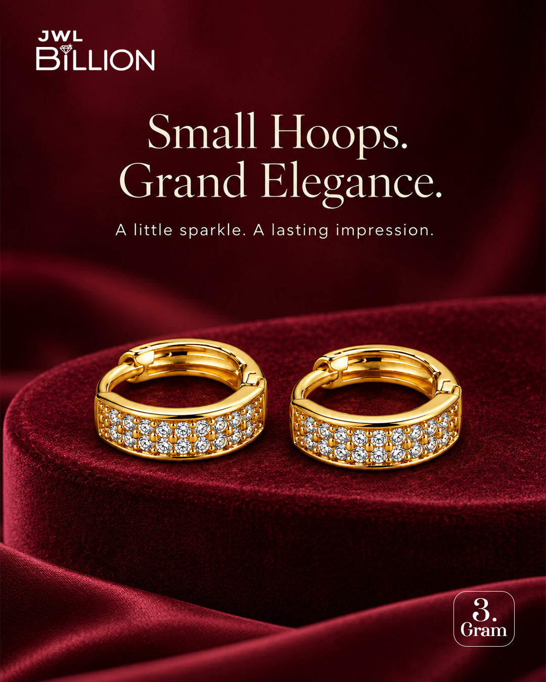 Gold Crystal Hoop Earrings