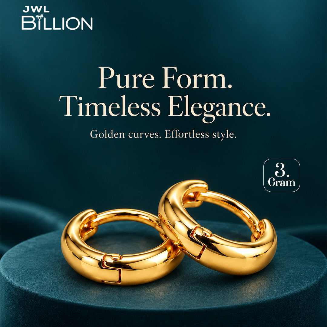 Gold-Toned Classic Plain Huggie Hoop Earrings