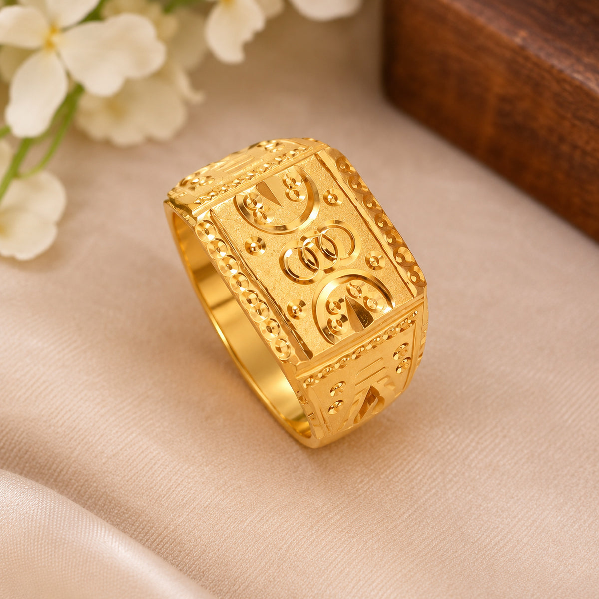 Men's Gold-Toned Geometric Designer Ring