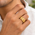 Men's Gold-Toned Geometric Designer Ring