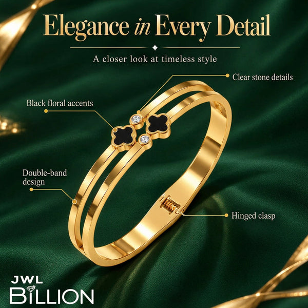 Gold Clover Open Cuff Bracelet for Women