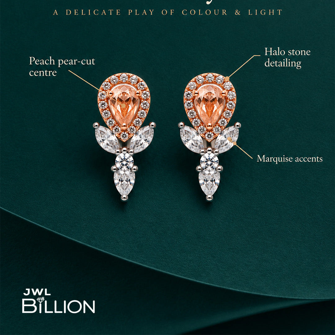 Rose Gold Floral Crystal Stud Earrings