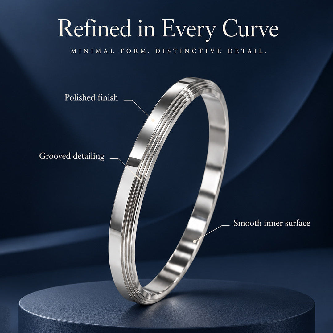 Silver Steel Kada For Men