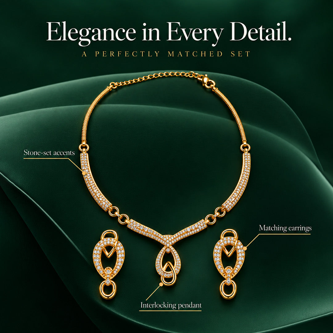 Gold Crystal Drop Pendant Necklace