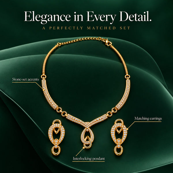 Gold Crystal Drop Pendant Necklace