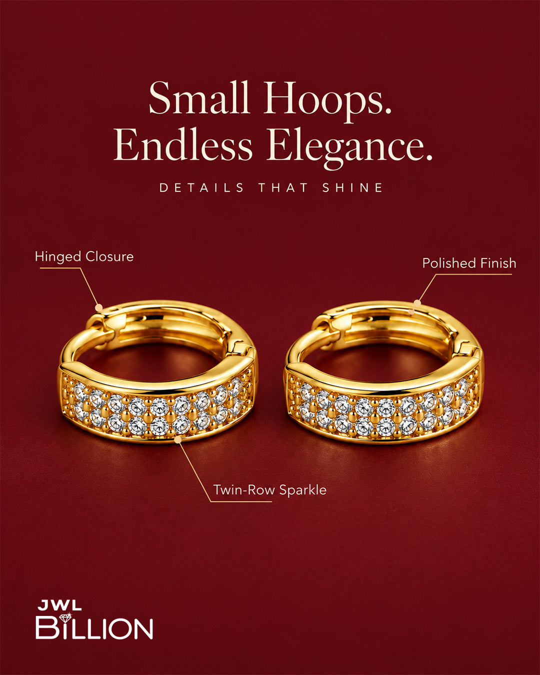 Gold Crystal Hoop Earrings