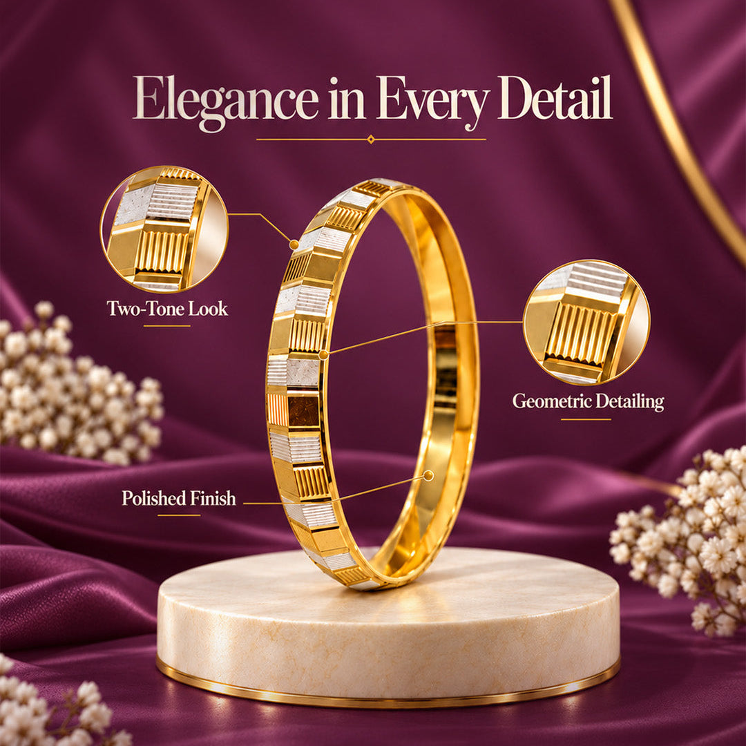 Two-Tone Geometric Designer Kada