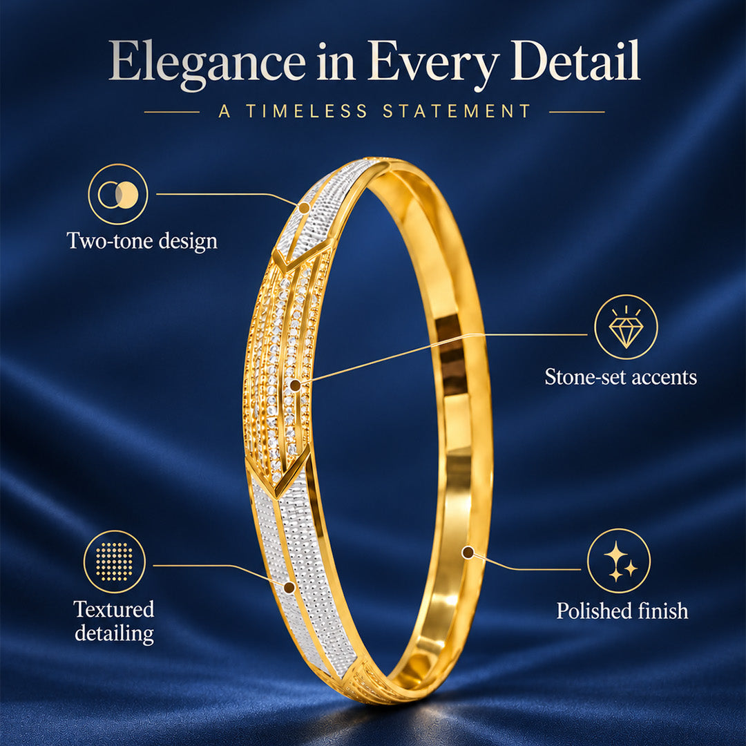 Two-Tone Crystal Designer Kada