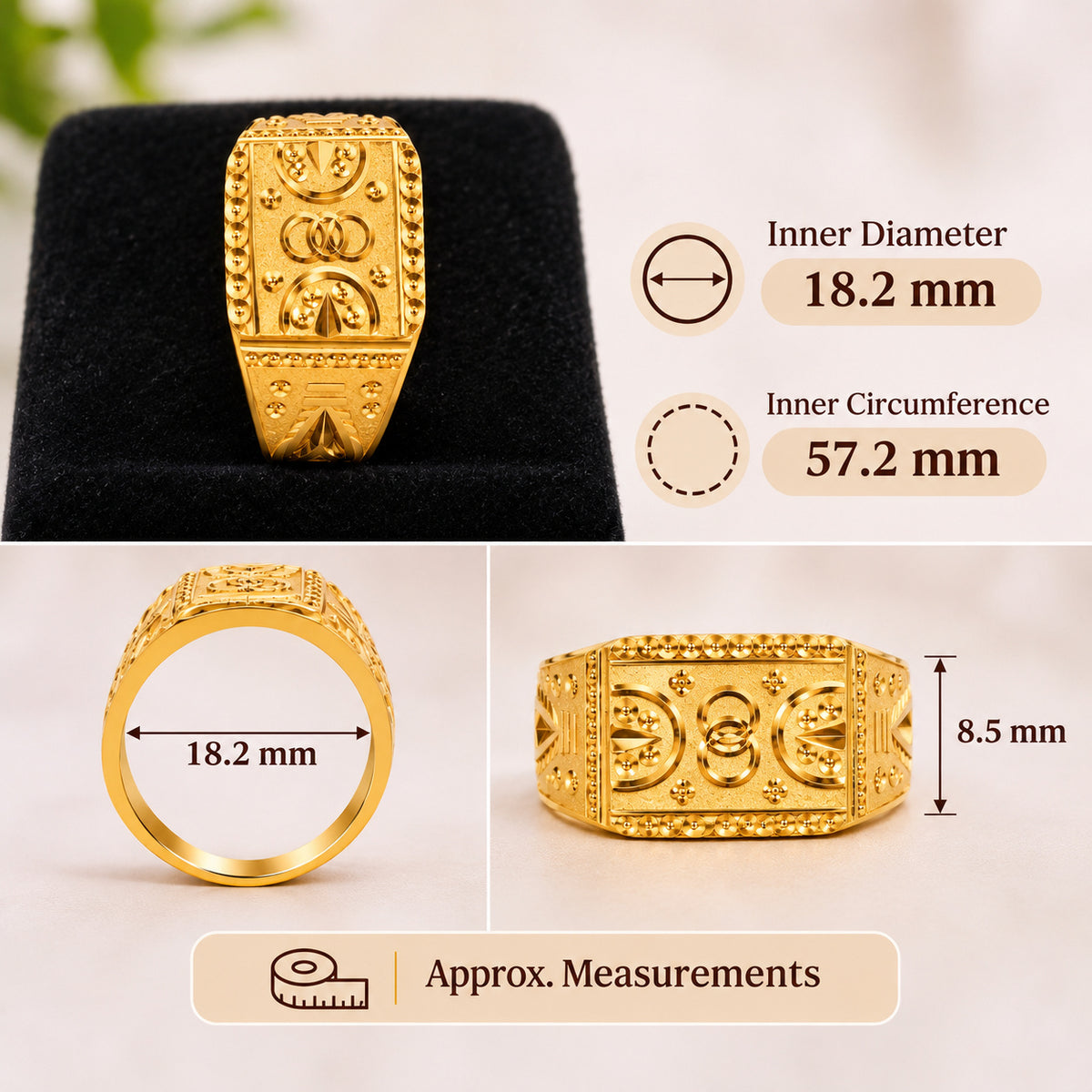 Men's Gold-Toned Geometric Designer Ring