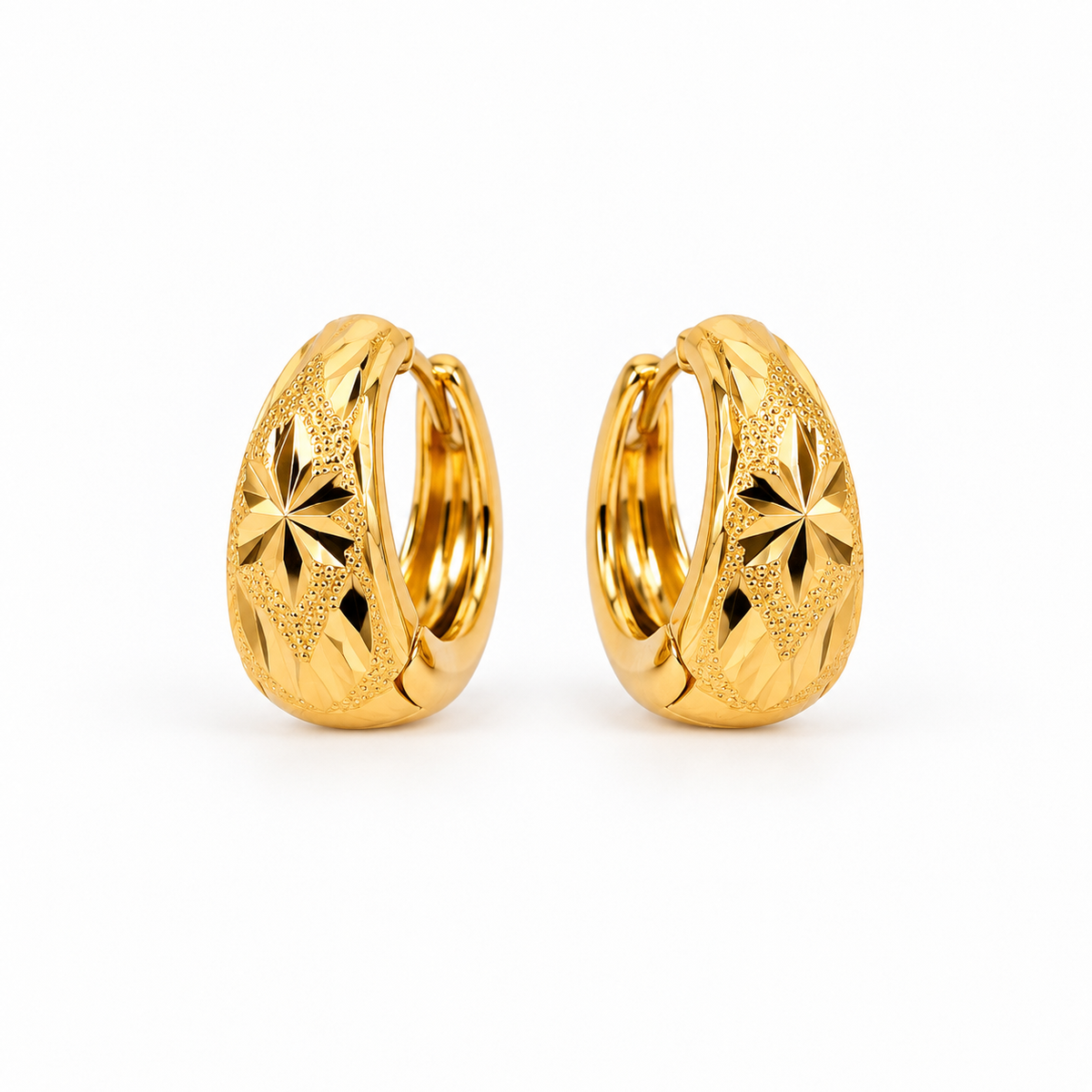 Gold Starburst Huggie Hoop Earrings