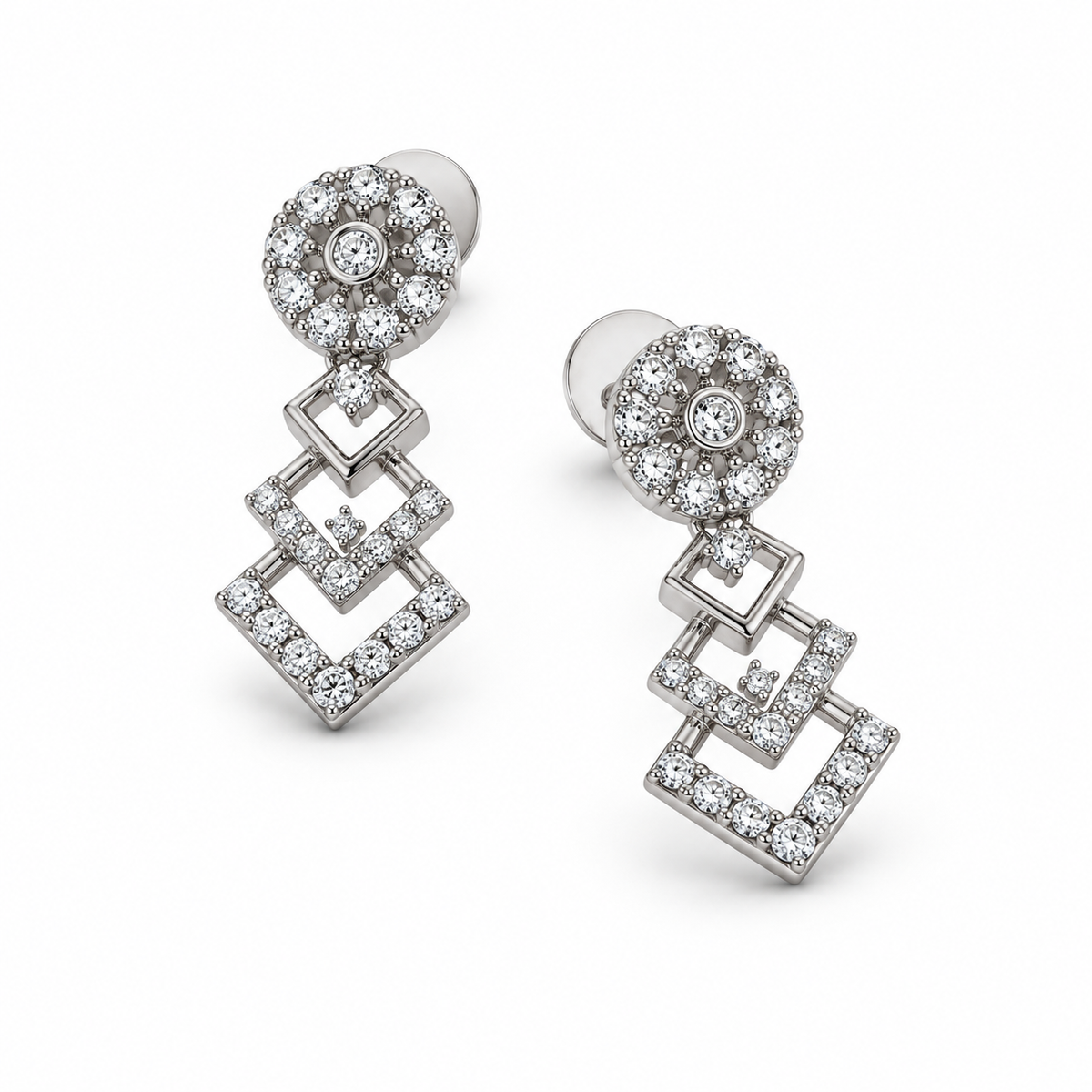 Silver Stone Necklace & Earrings Set