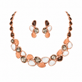 Elegant Gold-Toned Multicolour Stone-Studded Necklace & Earrings