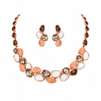 Elegant Gold-Toned Multicolour Stone-Studded Necklace & Earrings