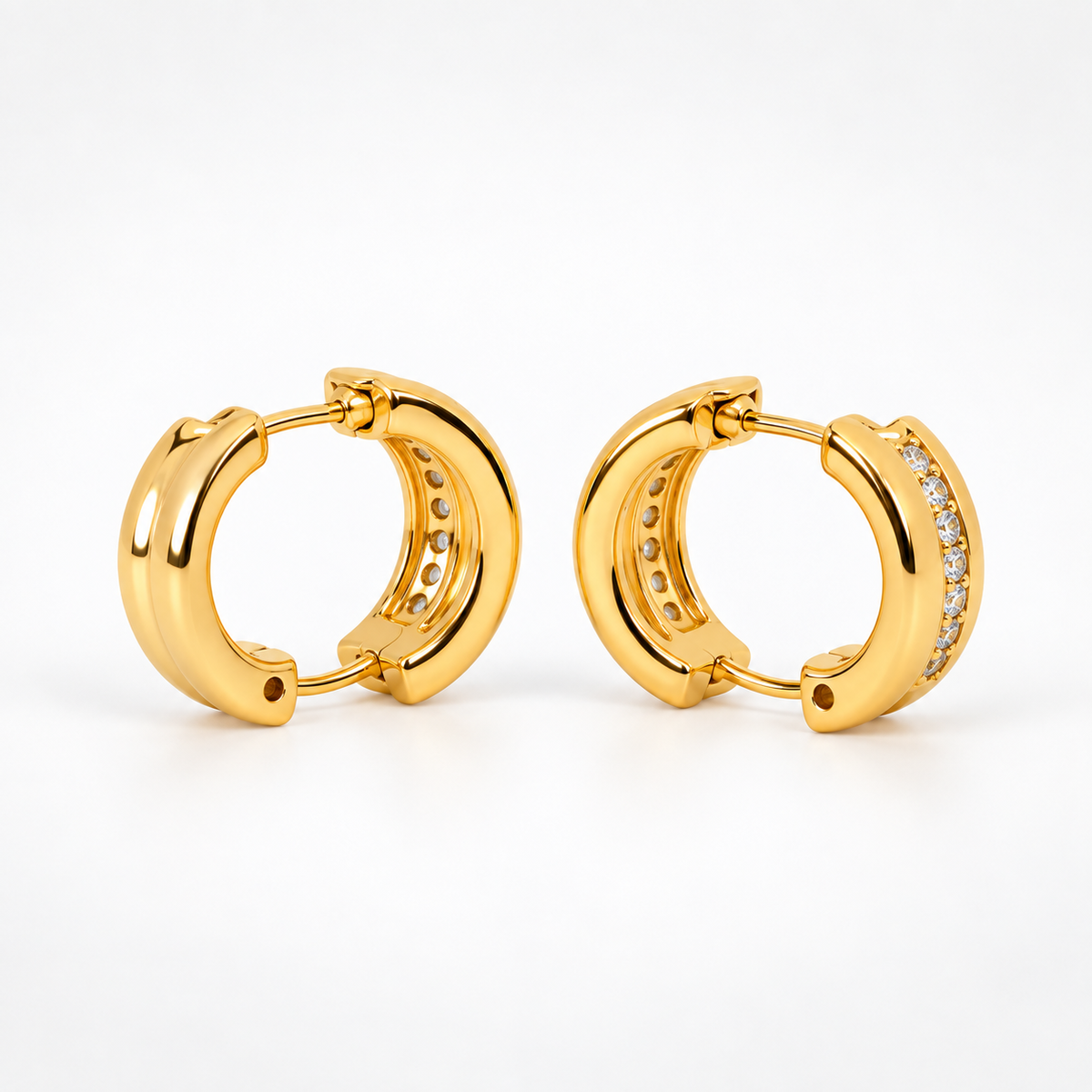 Gold Crystal Huggie Hoop Earrings