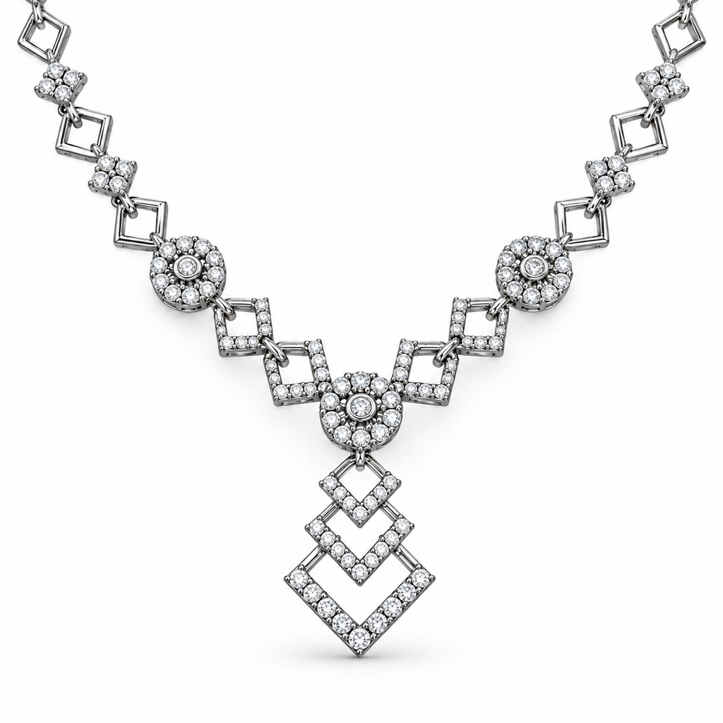 Silver Stone Necklace & Earrings Set