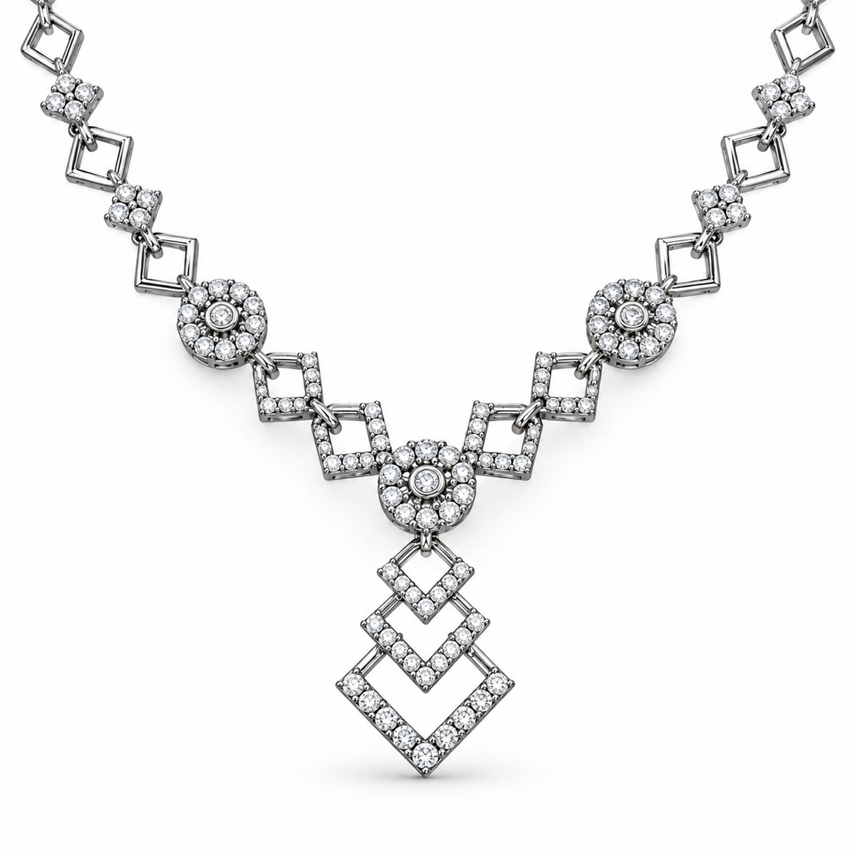 Silver Stone Necklace & Earrings Set