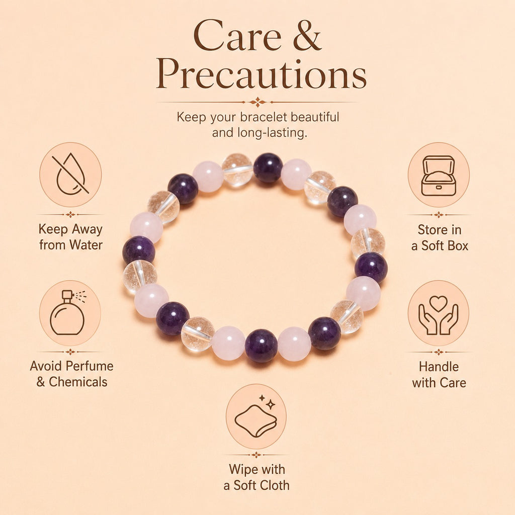 Rose quartz and amethyst bracelet for men and women