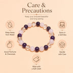 Rose quartz and amethyst bracelet for men and women