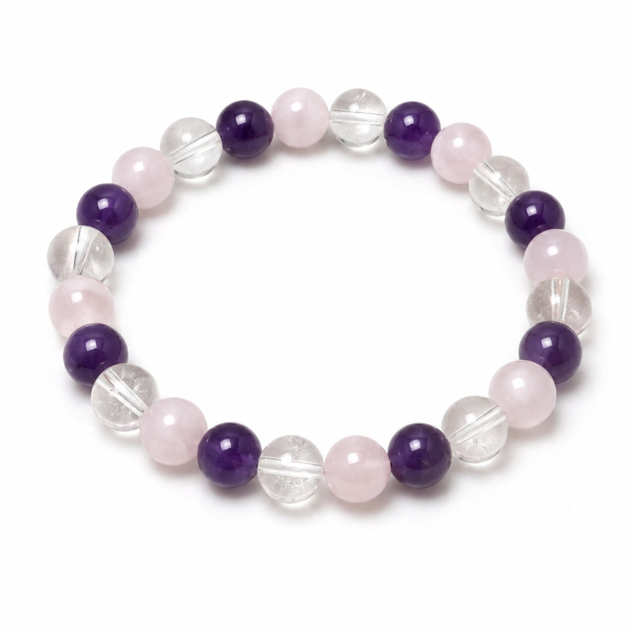 Rose quartz and amethyst bracelet for men and women