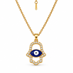 Gold Hamsa Evil Eye Pendant Necklace