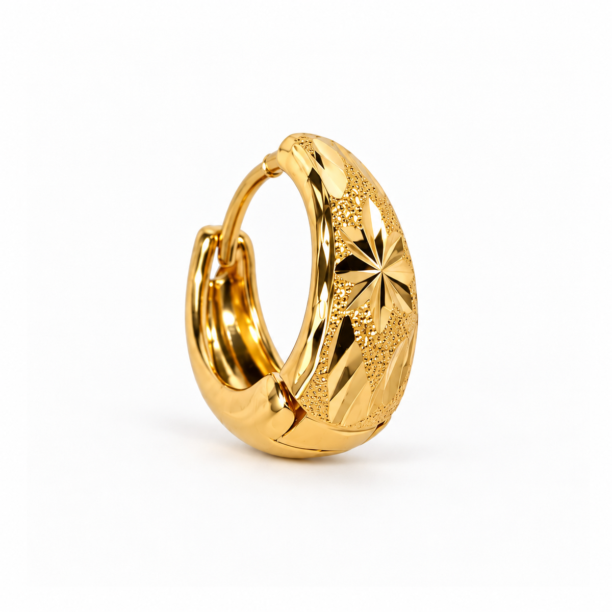Gold Starburst Huggie Hoop Earrings