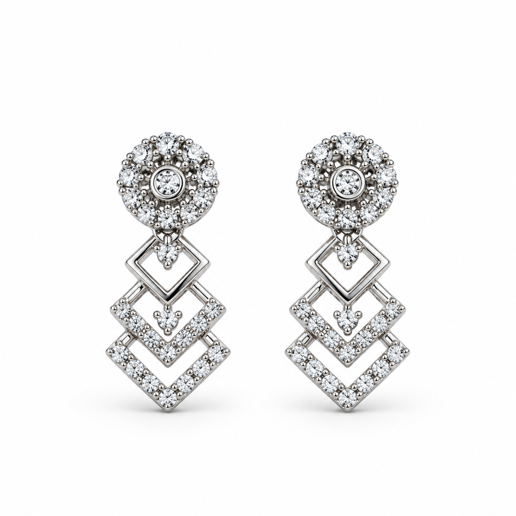 Silver Stone Necklace & Earrings Set
