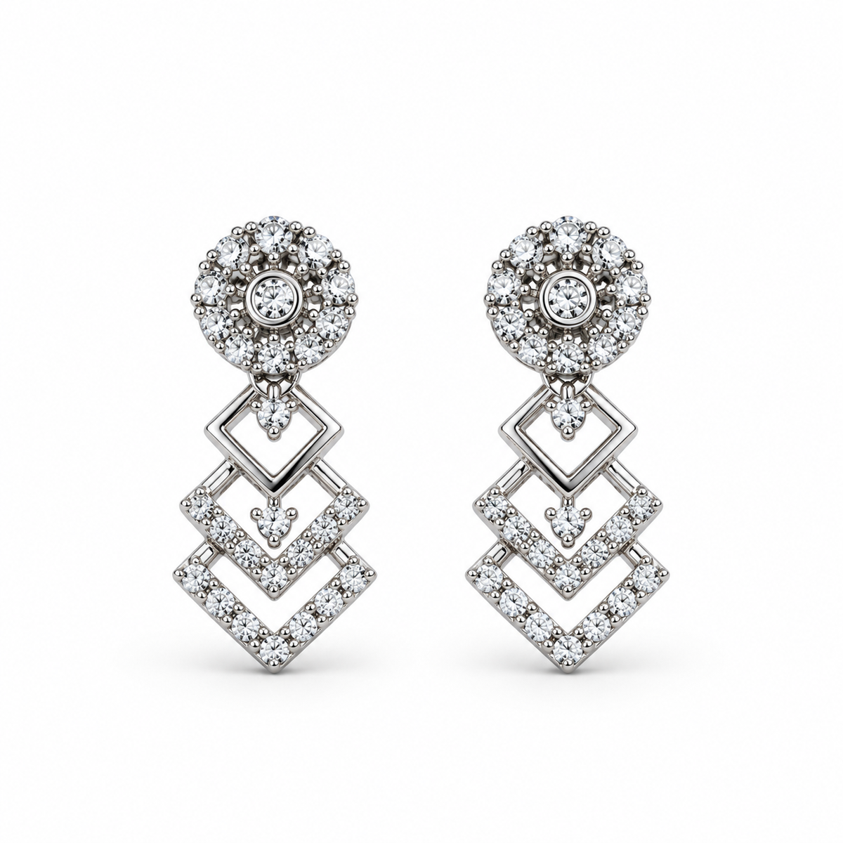 Silver Stone Necklace & Earrings Set