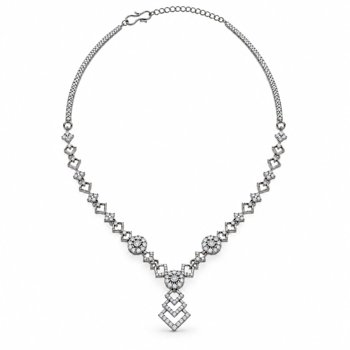 Silver Stone Necklace & Earrings Set
