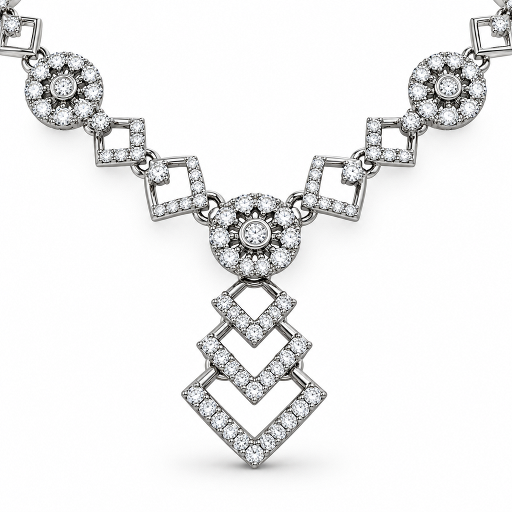 Silver Stone Necklace & Earrings Set