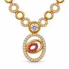 Gold Ruby Stone Necklace & Earrings Set