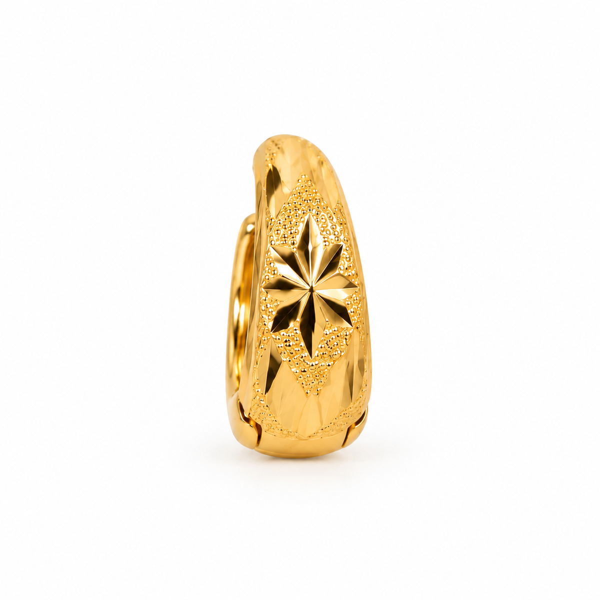 Gold Starburst Huggie Hoop Earrings